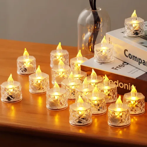 Vista 7 de Paquete de 12 velas de té LED sin llama, para decoración de Halloween, Navidad, hogar/boda, regalos de días festivos y luces decorativas