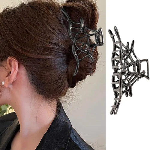 Vista 13 de ROMODIYA Pinza para el pelo de araña, clip de metal negro con diseño, accesorios para el cabello para cabello fino/grueso, gran agarre fuerte