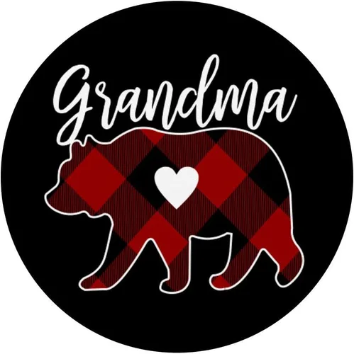 Vista 5 de Grandma Bear - PopSockets de Navidad con diseño a cuadros intercambiables