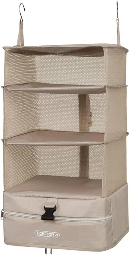 Vista 34 de TABITORA - Estantería portátil y plegable de gran capacidad con ganchos para colgar, ideal como almacenamiento para viajes