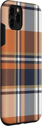 Vista 3 de Funda para iPhone 11 Pro Max a cuadros negros y naranjas para Halloween, otoño y calabazas