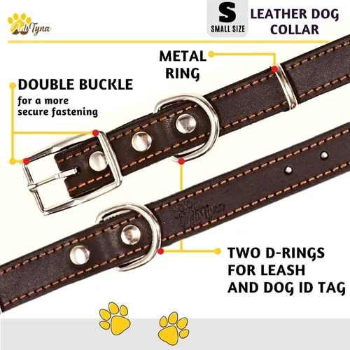 Vista 5 de Collar de perro de cuero negro resistente, collar de perro suave y fuerte para cachorros o razas pequeñas