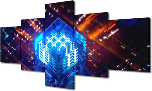 Vista 36 de TUMOVO Arte de pared para oficina C, almacenamiento, imágenes, impresión en lienzo, placa de circuito, tecnología de decoración del hogar, arte