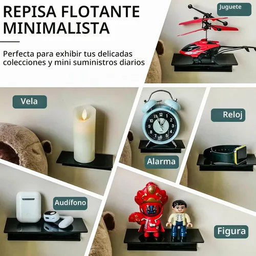 Vista 4 de Soporte de Teléfono con Tableta Adhesiva Montado en Pared, Estantes Flotantes de Acrílico, Soporte de Pared para eReader y Smartphone