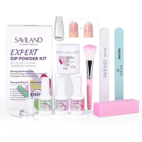Vista 8 de SAVILAND Kit de iniciación de polvo de inmersión transparente para uñas: 2.12 oz 2.1 oz polvo de inmersión para uñas con polvo de inmersión