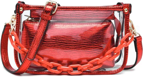 Vista 25 de Jessica - Bolso vegano transparente para mujer, aprobado por estadios, bolsos cruzados para conciertos, eventos deportivos
