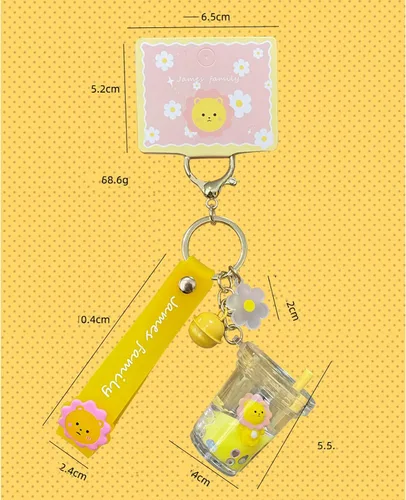 Vista 8 de Lindo llavero de animal líquido flotante Kawaii llaveros mochila colgante colgante pulsera llavero llavero para niñas mujeres