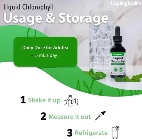 Vista 4 de LIQUIDHEALTH Gotas de clorofila líquida, desodorante interno, desintoxicación hepática, apoyo inmunológico, promueve el colágeno para el cabello