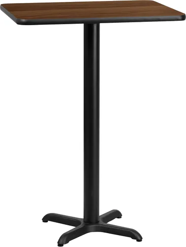 Vista 10 de Flash Furniture Stiles - Mesa rectangular laminada negra de 24 x 30 pulgadas con base de mesa de altura de barra de 22 x 22 pulgadas