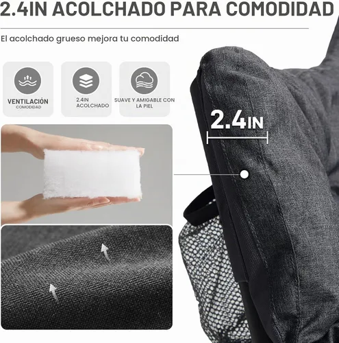 Vista 4 de EVER ADVANCED Silla de Campamento Doble para Adultos, Banco Loveseat de Campamento Plegable Acolchado con Bolsillo Lateral Sofá de Campamento