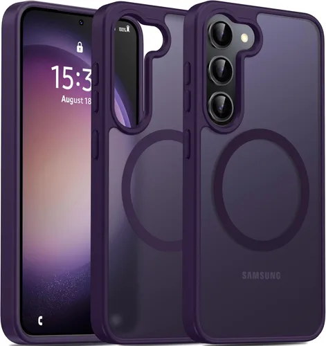 Vista 51 de Oterkin Funda magnética para Samsung Galaxy A17 mate, funda de teléfono A17 compatible con MagSafe esmerilada, translúcida, a prueba de golpes Negro