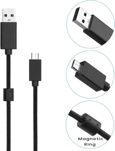 Vista 6 de weishan Cable de audio micro USB de repuesto para auriculares Logitech G633 G933 para carga o trenzado auxiliar de 6 pies