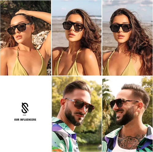 Vista 2 de SOJOS Gafas de sol polarizadas de aviador retro para mujer para hombre vintage cuadradas de los años 70 clásicas UV400 SJ222