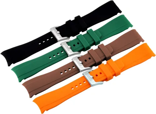 Vista 5 de YISIWERA Correa de reloj de silicona de alta calidad con extremos curvados universales de goma para hombres y mujeres de 0.709in, 0.787in, 0.866in