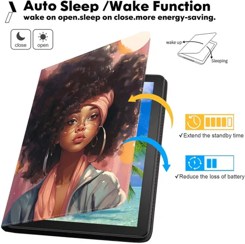 Vista 4 de Funda para Samsung Galaxy Tab A8 de 10.5 pulgadas (SM-X200/X205/X207), funda de piel sintética premium con función de encendido automático