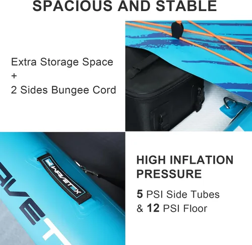 Vista 5 de Kayak inflable, kayak plegable ligero y duradero, kayak inflable, kayaks para adultos remando en ríos, lagos y aguas costeras