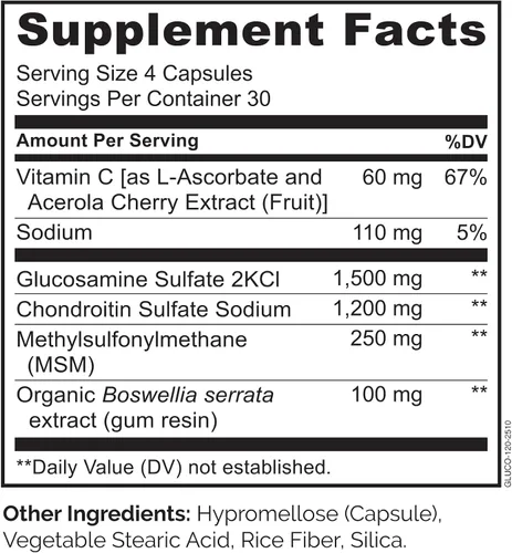 Vista 3 de NATURELO Glucosamina condroitina MSM con boswellia y vitamina C - Suplemento para comodidad, movilidad y fuerza de las articulaciones - 120 cápsulas
