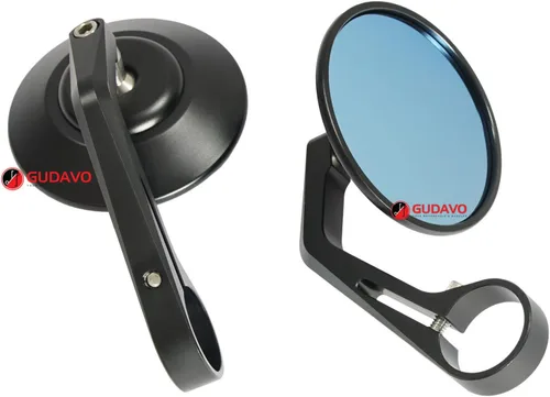 Vista 6 de Manillar redondo para motocicleta Retrovisores laterales compatibles con Triumph APRILIA DUCATI HONDA KAWASAKI MOTO GUZZI SUZUKI TRIUMPH YAMAHA Negro