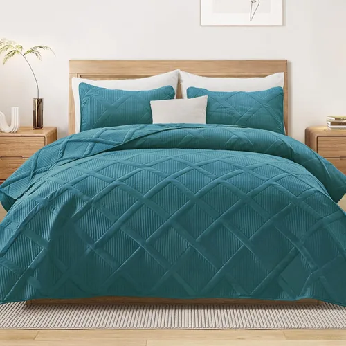 Vista 25 de Exclusivo Mezcla Twin Size Quilt Set, Black Soft Bedspreads with 1 Pillow Sham, Modern Striped Pattern, Lightweight Bedding Set Coverlets for All