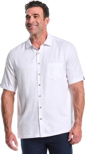Vista 10 de Cubavera Camisa de manga corta con botones y un bolsillo para hombre Botones Allure/Marrón