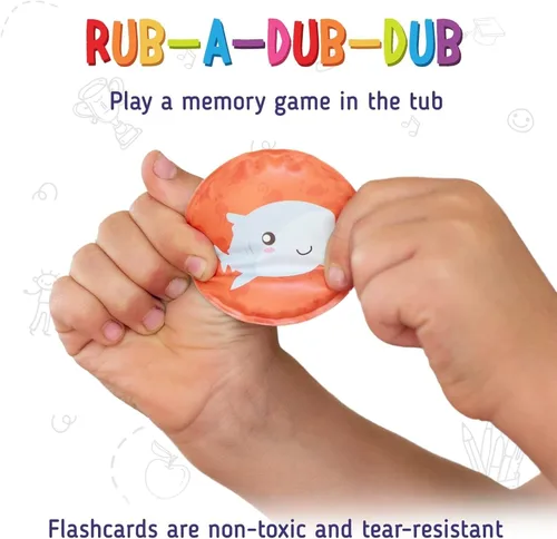 Vista 8 de merka Bath Toys Flash Cards - 30-Pack, 2.25-Inch EVA Foam, Multicolor - Baby Bath Toys & Memory Matching Game & Bathtub Flash Cards