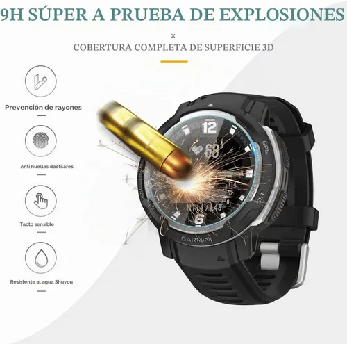 Vista 4 de Suoman Paquete de 3 protectores de pantalla para Garmin Instinct Crossover, [antiarañazos] Película protectora de pantalla de vidrio templado