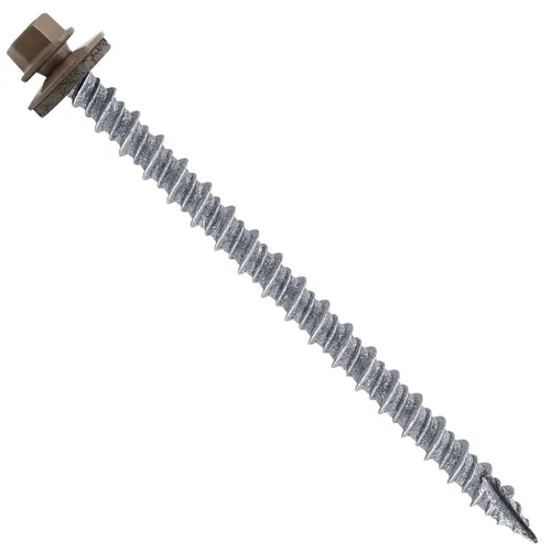 Vista 335 de Tornillos para techos de metal gris ABC 10 x 1 - Cabezal hexagonal - Arandela EPDM - Arandela de arranque automático/roscado - 1 bolsa - 250