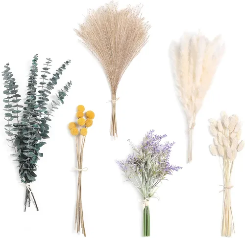 Vista 17 de Serra Flora - Juego de tallos de vegetación artificial en caja, (paquete de 44 piezas) con 7 tipos de relleno de vegetación artificial para ramos