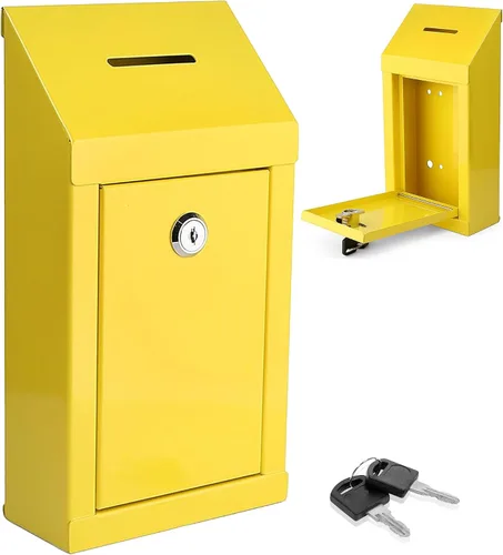 Vista 21 de Caja de Donación de Metal - Caja de Sugerencias con Ranura y Cerradura - Caja de Seguridad para Dinero - Caja de Depósito Segura - Caja