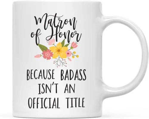 Vista 18 de Andaz Press Taza de café de 11 onzas, regalo de broma, tía porque Badass no es un título oficial, gráfico floral, 1 paquete