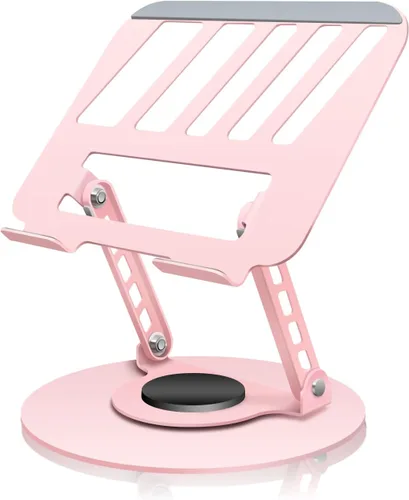 Vista 12 de Soporte para portátil ajustable giratorio de 360°, totalmente plegable, doble eje rotativo, elevador de laptop, escritorio de pie portátil Negro