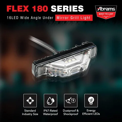 Vista 2 de Abrams Flex 180 - Cabezal de luz LED ámbar/blanco para parrilla [64 W - 16 LED] [Clase SAE 1] Gran angular debajo del espejo Snow Plow Truck