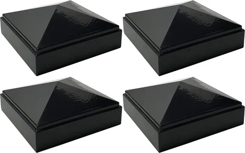 Vista 20 de Tapa de poste de pirámide de aluminio de 2 x 2 pulgadas para postes de metal, ajuste a presión, color negro con recubrimiento en polvo, resistente