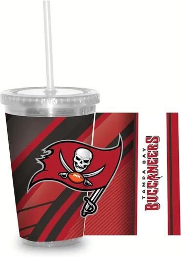 Vista 21 de Vaso transparente de fútbol NFL de 16 onzas con popote para fanáticos de la NFL