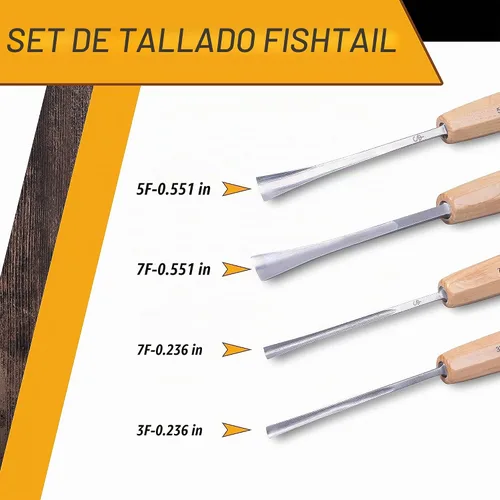 Vista 2 de Schaaf Wood Carving Tools Juego de cinceles de madera de 4 piezas, cola de Juego de cola de pez de 4 piezas