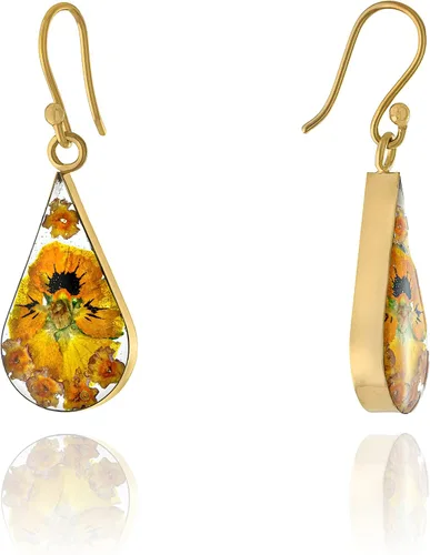 Vista 24 de Amazon Essentials Pendientes de plata de ley con forma de lágrima de flor prensada (anteriormente Amazon Collection)