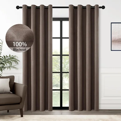 Vista 21 de ChrisDowa Cortinas 100% Opacas de Abedul Sólido de 45 Pulgadas de Largo, 2 Paneles para Dormitorio y Sala de Estar, Estilo Granja Oscurecedoras
