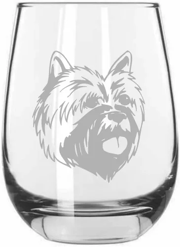 Vista 226 de Shar Pei (chino) - Vaso de vino sin tallo grabado para perro, 15.25 onzas