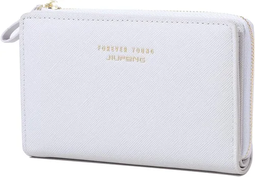 Vista 8 de JIUFENG Cartera con cremallera para mujer, con bloqueo RFID, multiusos, tarjeteros, monederos cortos