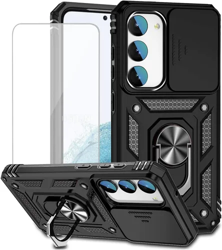 Vista 11 de Funda para Galaxy S23, Samsung S23 S911U con protector de pantalla de vidrio templado y cubierta para cámara deslizante, anillo magnético soporte