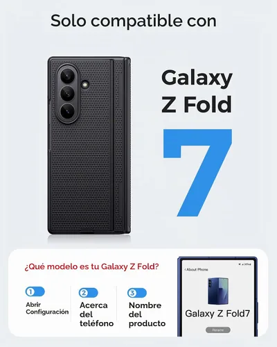 Vista 2 de BXYJY for Samsung Galaxy Z Fold 7 Case with Stand, Hinge Protection, Black