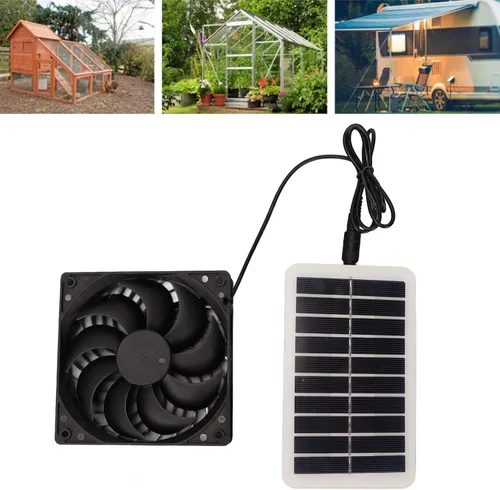 Vista 3 de plplaaoo - Kit de ventilador de panel solar, 100 W, 12 V, panel solar, ventilador de extractor de panel de energía solar de 15 W, ahorro de energía