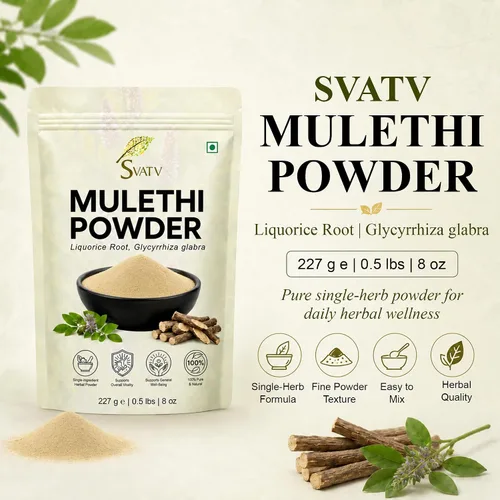 Vista 2 de Polvo de regaliz Glycyrrhiza puro Mulethi Yashtimadhu - Tamaño - 8.01 oz de media libra