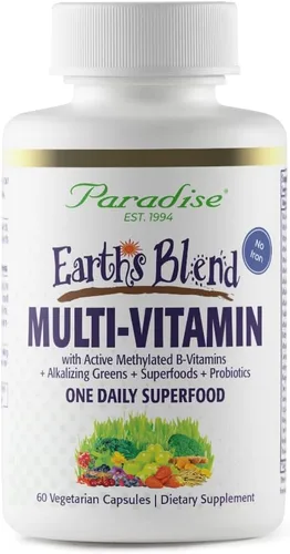 Vista 10 de Paradise Herbs Earth's Blend Multivitamínico con hierro, 120 cápsulas