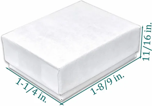 Vista 3 de TheDisplayGuys - Paquete de 25 cajas de cartón rellenas de algodón #10 para joyas, color blanco mate (1.9 x 1.3 x 0.7 pulgadas), para envío