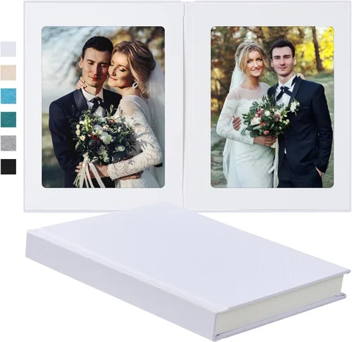Vista 12 de Álbum de fotos Pssoss 8x10 con espacio para escribir, cubierta de lino, álbum de fotos de 8x10, libro que contiene 20 fotos, ideal para álbumes