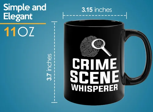 Vista 6 de Taza de café de detective de 11 onzas, color negro, susurrador de escena del crimen, oficial de policía, patrulla policial, detective, policía