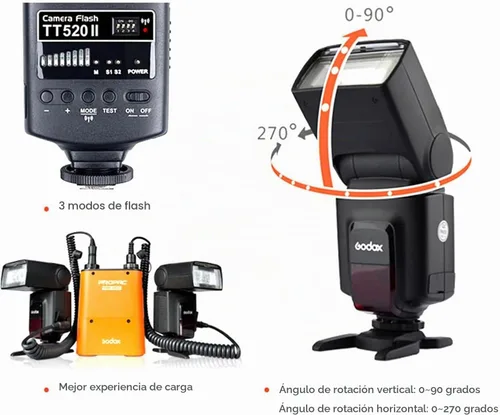 Vista 9 de Godox TT520II Flash de transmisión inalámbrica Speedlite - Receptor incorporado y transmisor RT compatible con Canon Nikon Panasonic Olympus Pentax