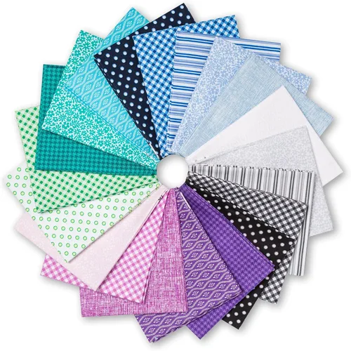 Vista 15 de Paquetes de tela 100% algodón Fat Quarters para coser 30 piezas de 18 x 22 pulgadas de algodón precortados surtidos en la colección Mirage Tonals