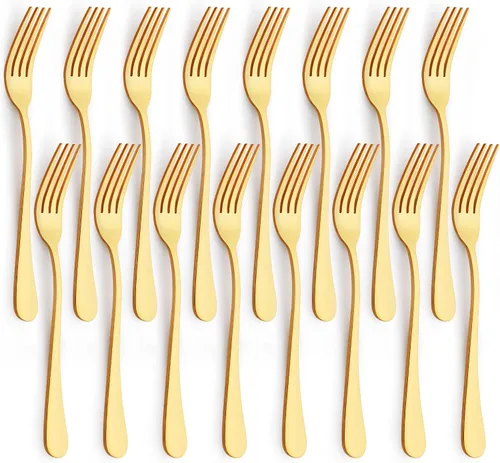 Vista 11 de Juego de 12 cucharas y tenedores, cubiertos de acero inoxidable de grado alimenticio, 6 tenedores (6.8 pulgadas) y 6 cucharas (6.6 pulgadas), juego
